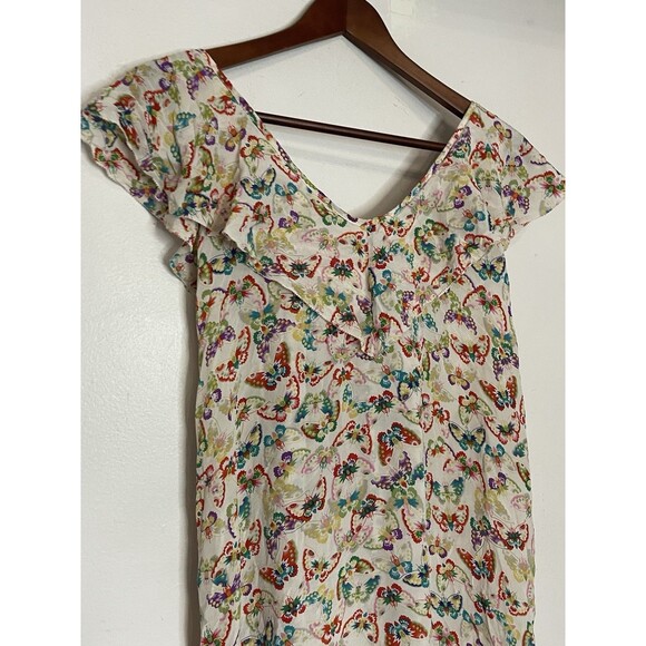 Zadig & Voltaire Reens Shift Butterfly Mini Dress Ruffled Silk Womens Small - Picture 2 of 6